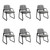 Waiting Room Guest Chair with Bonded Leather Padded Arm Rest for Office Reception and Conference Desk Black with Sled Base Grey 6 Pack