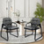 Waiting Room Guest Chair with Bonded Leather Padded Arm Rest for Office Reception and Conference Desk Black with Sled Base 8 Pack