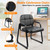 Waiting Room Guest Chair with Bonded Leather Padded Arm Rest for Office Reception and Conference Desk Black with Sled Base 8 Pack