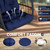Egg Chair with Stand,Patio Rattan Wicker Hanging Swing Egg Chair Hammock Chair for Porch Garden,Thickened Aluminum Alloy Steel Frame and UV Resistant Cushion,350LBS Capacity(Dark Blue)