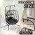 Double Egg Swing Chair with Stand - 2 Person Outdoor Patio Hanging Wicker Hammock Chair with Cushion, Dark Grey, for Garden, Lawn, Bedroom, Indoor/Outdoor Use