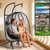 Double Egg Swing Chair with Stand - 2 Person Outdoor Patio Hanging Wicker Hammock Chair with Cushion, Dark Grey, for Garden, Lawn, Bedroom, Indoor/Outdoor Use