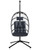 Egg Chair Outdoor with Stand, Indoor Wicker Hanging Egg Swing Chair with Cushion, 350lbs Capacity for Patio, Bedroom, Garden - Dark Grey