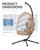 Egg Chair Outdoor with Stand, Indoor Wicker Hanging Egg Swing Chair with Cushion, 350lbs Capacity for Patio, Bedroom, Garden - Cream