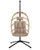 Egg Chair Outdoor with Stand, Indoor Wicker Hanging Egg Swing Chair with Cushion, 350lbs Capacity for Patio, Bedroom, Garden - Cream