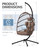 Egg Chair Outdoor with Stand, Indoor Wicker Hanging Egg Swing Chair with Cushion, 350lbs Capacity for Patio, Bedroom, Garden - Brown