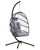 Egg Chair Outdoor with Stand, Indoor Wicker Hanging Egg Swing Chair with Cushion, 350lbs Capacity for Patio, Bedroom, Garden - Light Grey