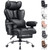 Big and Tall Office Chair Heavy Duty Wide Ergonomic Gaming Chair with Deluxe Embossing Leather with Foot Rest 150°Reclining Adjustable Armrests Pocket Spring Back Support and Without Pillow