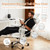 Ergonomic Big Tall High Back with Footrest & Lumbar Support, Reclining Height Adjustable, Comfy PU Leather Computer Gaming with Swivel Wheels, White