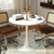 White Round Dining Table, 31.5" Circle Tulip Table Kitchen Round Dining Table for 2-4 People with Thickened Top and Metal Pedestal, Mid Century Leisure Table for Home, Dining Room, Cafe