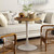 Round Dining Table 24" Circle Tulip Table with Wood Thickened Tabletop & Sturdy Metal Pedestal Mid Century Modern Leisure Bistro Kitchen Tables 2 People Small Places Living Room Cafe,Oak