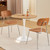 Round Dining Table, 31.5" Circle Tulip Table with Thickened Tabletop & Metal Pedestal, Mid Century Modern Bistro Table for Kitchen, Small Places, Living Room, Cafe (Faux Oak)