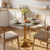 27.6" Marble Round Tulip Table, Mid-Century Modern Style Dining Table with Gold Pedestal Base for 2-4 People, Featuring A Marble Tabletop for Kitchen, Dining Room, Cafe (Dark Grey)