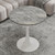 27.6" Marble Round Tulip Table, Mid-Century Modern Style Dining Table with White Pedestal Base for 2-4 People, Featuring A Marble Tabletop for Kitchen, Dining Room, Cafe (Dark Grey)