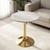 27.6" Marble Round Tulip Table, Mid-Century Modern Style Dining Table with Gold Pedestal Base for 2-4 People, Featuring A Marble Tabletop for Kitchen, Dining Room, Cafe (Grayish White)