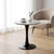 27.6" Marble Round Tulip Table, Mid-Century Modern Style Dining Table with Black Pedestal Base for 2-4 People, Featuring A Marble Tabletop for Kitchen, Dining Room, Cafe (Light Grey)