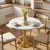27.6" Marble Round Tulip Table, Mid-Century Modern Style Dining Table with Gold Pedestal Base for 2-4 People, Featuring A Marble Tabletop for Kitchen, Dining Room, Cafe (White)