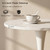 27.6" Marble Round Tulip Table, Mid-Century Modern Style Dining Table with White Pedestal Base for 2-4 People, Featuring A Marble Tabletop for Kitchen, Dining Room, Cafe (White)