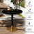 31.5" Tulip Table,Round Kitchen Dining Table for 2-4 with Thick Sintered Stone Top,Titanium Golden Pedestal Base,Heat-Resistant,Bistro Table for Dining Room,Café,Small Space（Gilded Chord）