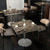 31.5" Tulip Table,Square Kitchen Dining Table for 2-4 with Thick Sintered Stone Top,Titanium Golden Pedestal Base,Heat-Resistant,Bistro Table for Dining Room,Café,Small Space（Dusk Strata）