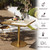 31.5" Tulip Table,Square Kitchen Dining Table for 2-4 with Thick Sintered Stone Top,Titanium Golden Pedestal Base,Heat-Resistant,Bistro Table for Dining Room,Café,Small Space（Flowing Traces）