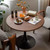 27.3" Round Tulip Dining Table for 2-4 People with Walnut Top and Black Metal Pedestal Base, Mid-Century Modern Small Space Table for Kitchen, Living Room, Cafe