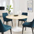 48" Round Artificial Dining Table with Tapered, Metal Base, White Travertine