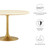 48" Round Artificial Dining Table with Tapered, Metal Base, Gold Travertine