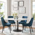 Round 60" Mid-Century Modern Artificial Marble Dining Table in Black White