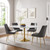 60" Mid-Century Dining Table with Round Artificial Marble Top in Gold White
