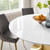 60" Mid-Century Modern Dining Table with Round White Top and Pedestal Base in Gold White