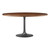 60 Inch Round Wood Dining Table with Metal Pedestal in Black Walnut - Modern Industrial Dining Table for 6 People - Solid Wood Tulip Kitchen Table