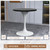 Mid-Century Modern 27 Inch Round Dining Table, MDF Wood Tabletop with White Steel Pedestal Base, Contemporary Kitchen & Dining Room Table, Small Space Breakfast Table, Black