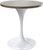 Mid-Century Modern 27 Inch Round Dining Table, MDF Wood Tabletop with White Steel Pedestal Base, Contemporary Kitchen & Dining Room Table, Small Space Breakfast Table, Dark Maple