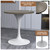 Mid-Century Modern 27 Inch Round Dining Table, MDF Wood Tabletop with White Steel Pedestal Base, Contemporary Kitchen & Dining Room Table, Small Space Breakfast Table, Dark Maple