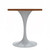Mid-Century Modern 27 Inch Round Dining Table, MDF Wood Tabletop with White Steel Pedestal Base, Contemporary Kitchen & Dining Room, Small Space Breakfast Table, Cognac Brown
