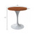 Mid-Century Modern 27 Inch Round Dining Table, MDF Wood Tabletop with White Steel Pedestal Base, Contemporary Kitchen & Dining Room, Small Space Breakfast Table, Cognac Brown