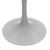 Mid-Century Modern 27 Inch Round Dining Table, MDF Wood Tabletop with White Steel Pedestal Base, Contemporary Kitchen & Dining Room, Small Space Breakfast Table, Light Natural Wood