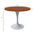 Mid-Century Modern 36 Inch Round Dining Table, MDF Wood Tabletop with White Steel Pedestal Base, Contemporary Kitchen & Dining Room Table, for Small Spaces (Cognac Brown)