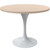 Mid-Century Modern 36 Inch Round Dining Table, MDF Wood Tabletop with White Steel Pedestal Base, Contemporary Kitchen & Dining Room Table, for Small Spaces (Light Natural)