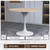 Mid-Century Modern 36 Inch Round Dining Table, MDF Wood Tabletop with White Steel Pedestal Base, Contemporary Kitchen & Dining Room Table, for Small Spaces (Light Natural)