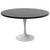 Mid-Century Modern 48 Inch Round Dining Table, MDF Wood Tabletop with White Steel Pedestal Base, Large Pedestal Kitchen & Dining Room Table, Breakfast Nook Table (Black)