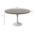 Mid-Century Modern 48 Inch Round Dining Table, MDF Wood Tabletop with White Steel Pedestal Base, Large Pedestal Kitchen & Dining Room Table, Breakfast Nook Table (Dark Maple)