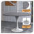 Modern 48" Round Dining Table with Sintered Stone Tabletop in White Steel Pedestal Base for Kitchen and Dining Room (Grey)