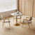 31.5" Round Tulip Dining Table, Mid-Century Tulip Table Kitchen Tulip Dining Table 2 People with Faux Marble Table Top & Stainless Steel Base for Office Living Room