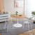 42" Round Tulip Dining Table, Mid-Century Tulip Table Kitchen Tulip Dining Table 2-4 People with MDF Table Top &Metal Base for Office Living Room