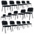 Set of 15, Black Mesh Fabric, Stackable Office Guest Chairs, Reception Waiting Room Chairs with Padded Seat & Back, Armless No Wheels Conference Chairs for Office Meeting Lobby