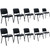 Set of 10, Black PU Leather, Stackable Office Guest Chairs, Reception Waiting Room Chairs with Padded Seat & Back, Armless No Wheels Conference Chairs for Office Meeting Lobby