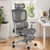 Ergonomic Mesh Office Chair with 3-Zone Dynamic Lumbar Support, Big and Tall Office Chair with Footrest, Adjustable Seat Depth,4D Headrest,6D Armrests, Swivel Executive Chair for Home Office,Grey