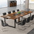 8FT Conference Table, 94.49 L x 47.24 W x 29.53 H Inches Large Meeting Podcast Table for 10 People, Business Style Wooden Training Table with Strong Metal Frame for Office Conference